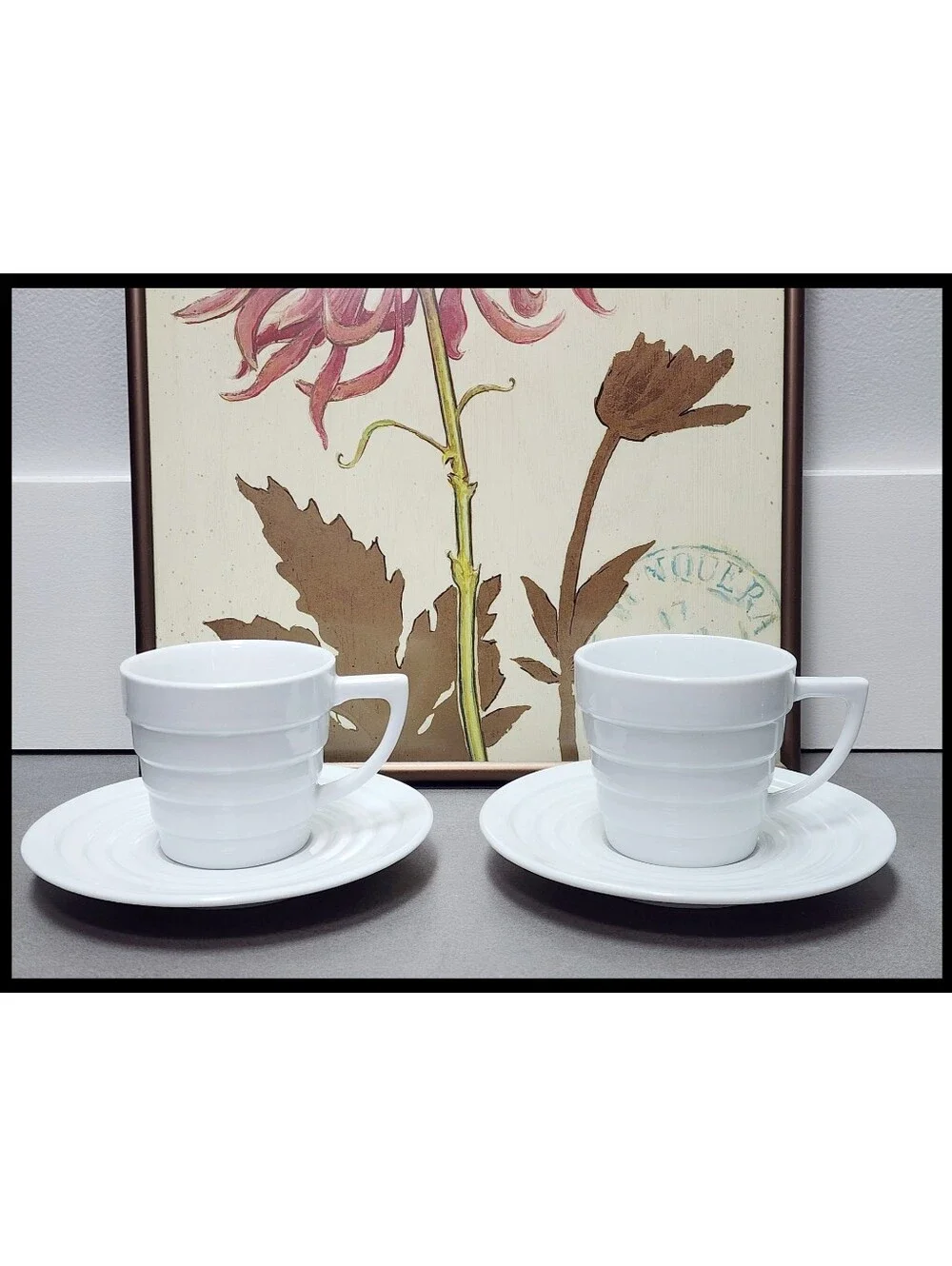 Frank Lloyd Wright Guggenheim White Cup Saucer Set Of 2 Henrikson Vintage 1998